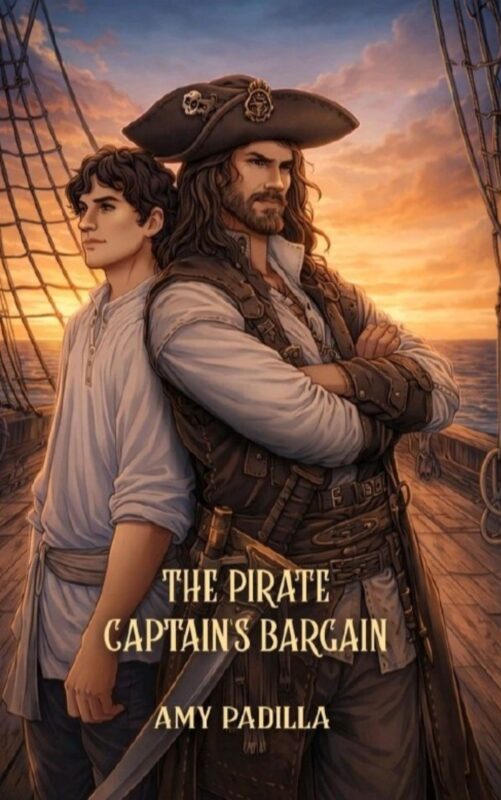 The Pirate Captain's Bargain by Amy Padilla, MM pirate historical romance book cover