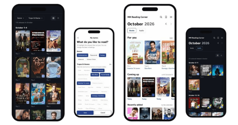 The MM Reading Corner app on a phone